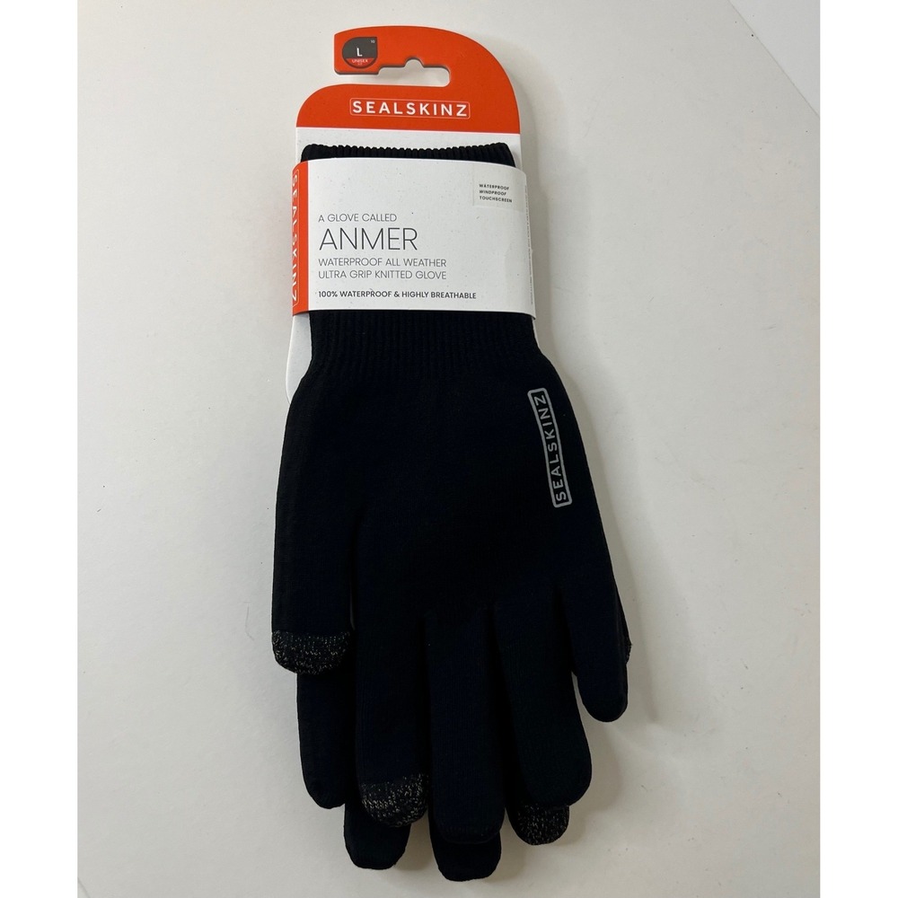 Sealskinz Anmer Gloves Waterproof All Weather Ultra Grip‎ Knitted Black L NIP